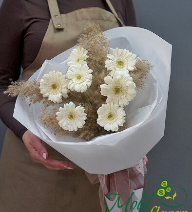 Buchet din gerbere albe „Accent delicat” foto 394x433