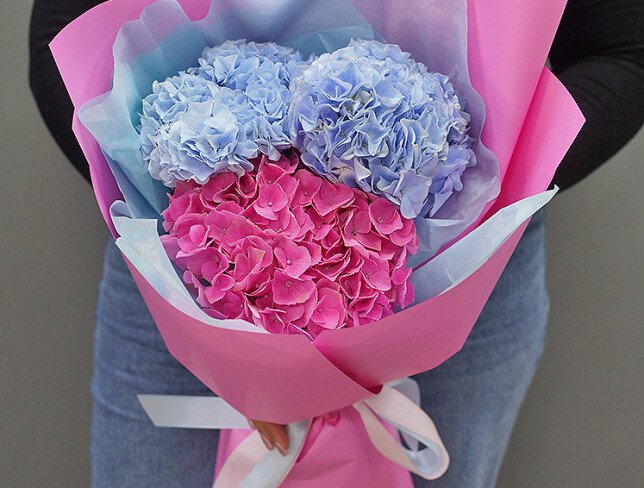 Bouquet of Hydrangeas “Pink and Blue Harmony” photo