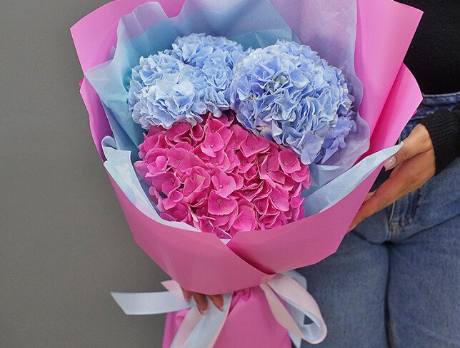Bouquet of Hydrangeas “Pink and Blue Harmony” photo