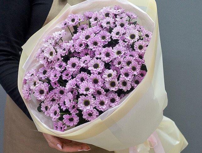 Buchet din 15 crizanteme roz „Paleta sentimentelor” foto