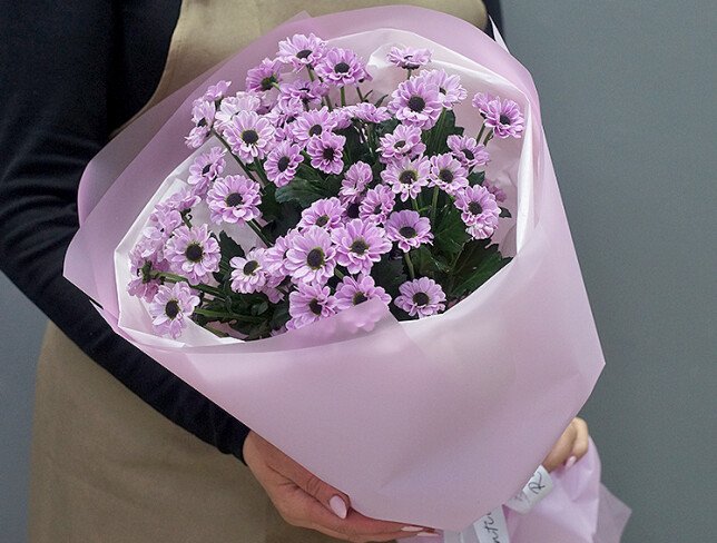 Buchet din 7 ramuri de crizanteme roz foto