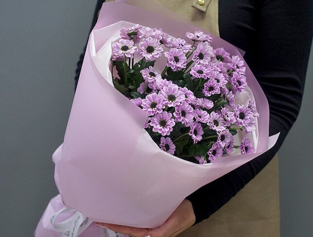 Buchet din 7 ramuri de crizanteme roz foto
