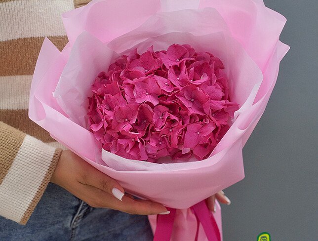 Buchet din hortensie roz aprins foto