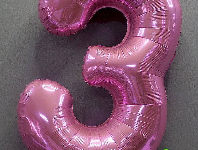 Foil Number "3" Pink photo