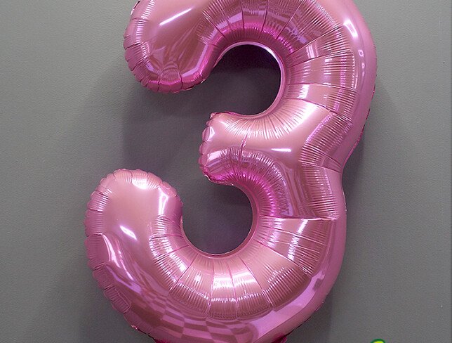 Foil Number "3" Pink photo