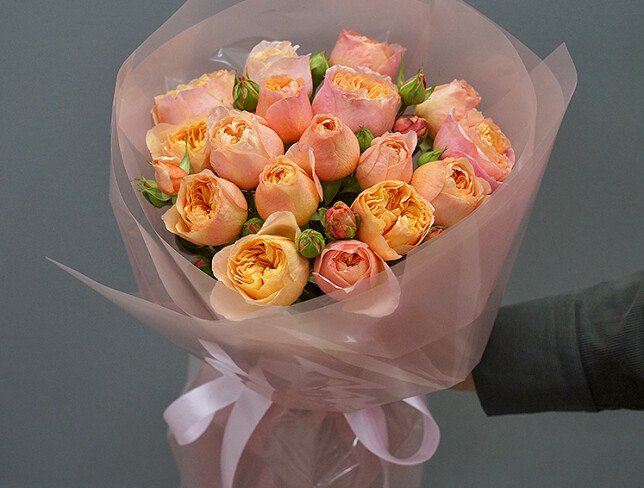 Bouquet of 17 Cream Peony Roses photo