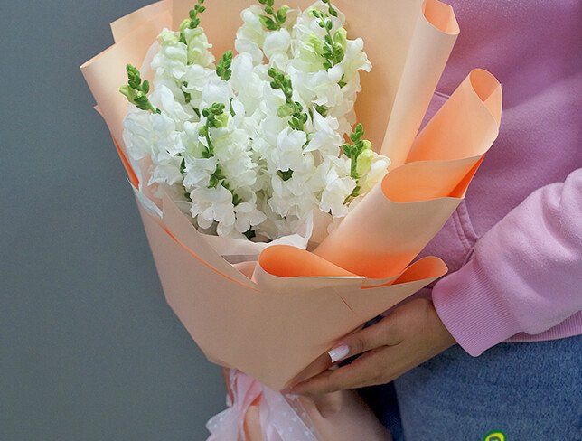 Bouquet of 9 White Snapdragons photo