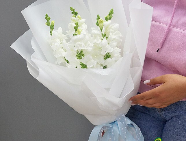 Bouquet of 5 White Snapdragons photo
