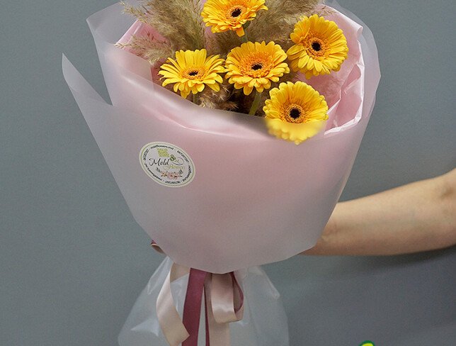 Букет из 5 оранжевых гербер Фото