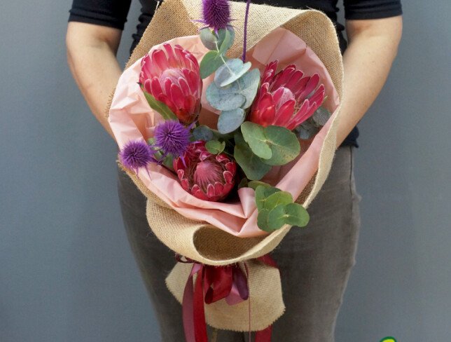Bouquet with Protea, Eucalyptus, and Dried Flowers photo