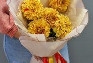 Buchet din 5 dalii portocalii — foto 1