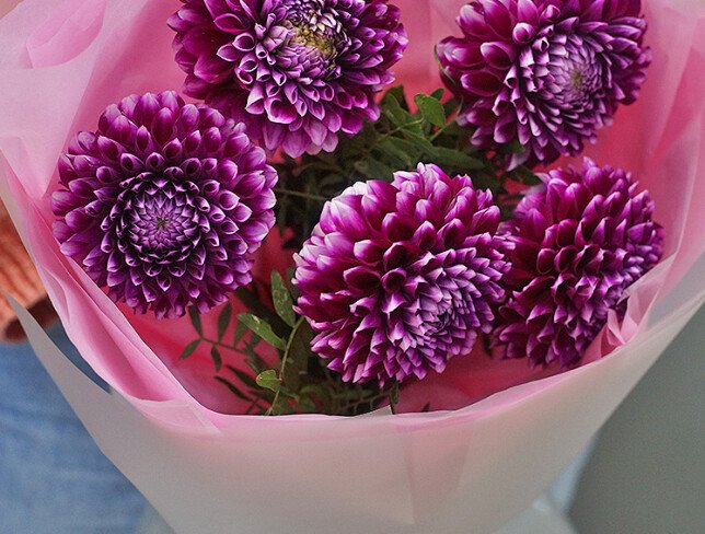 Buchet din 5 gheorghine roz foto