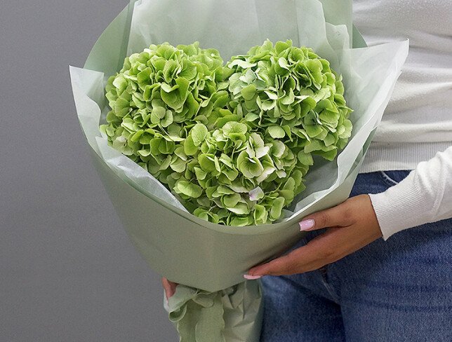 Buchet din 3 hortensii verzi foto