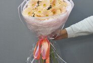 Buchet din 15 mini-gerbere roz pal — foto 4