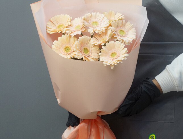 Bouquet of 9 Soft Pink Mini Gerberas photo